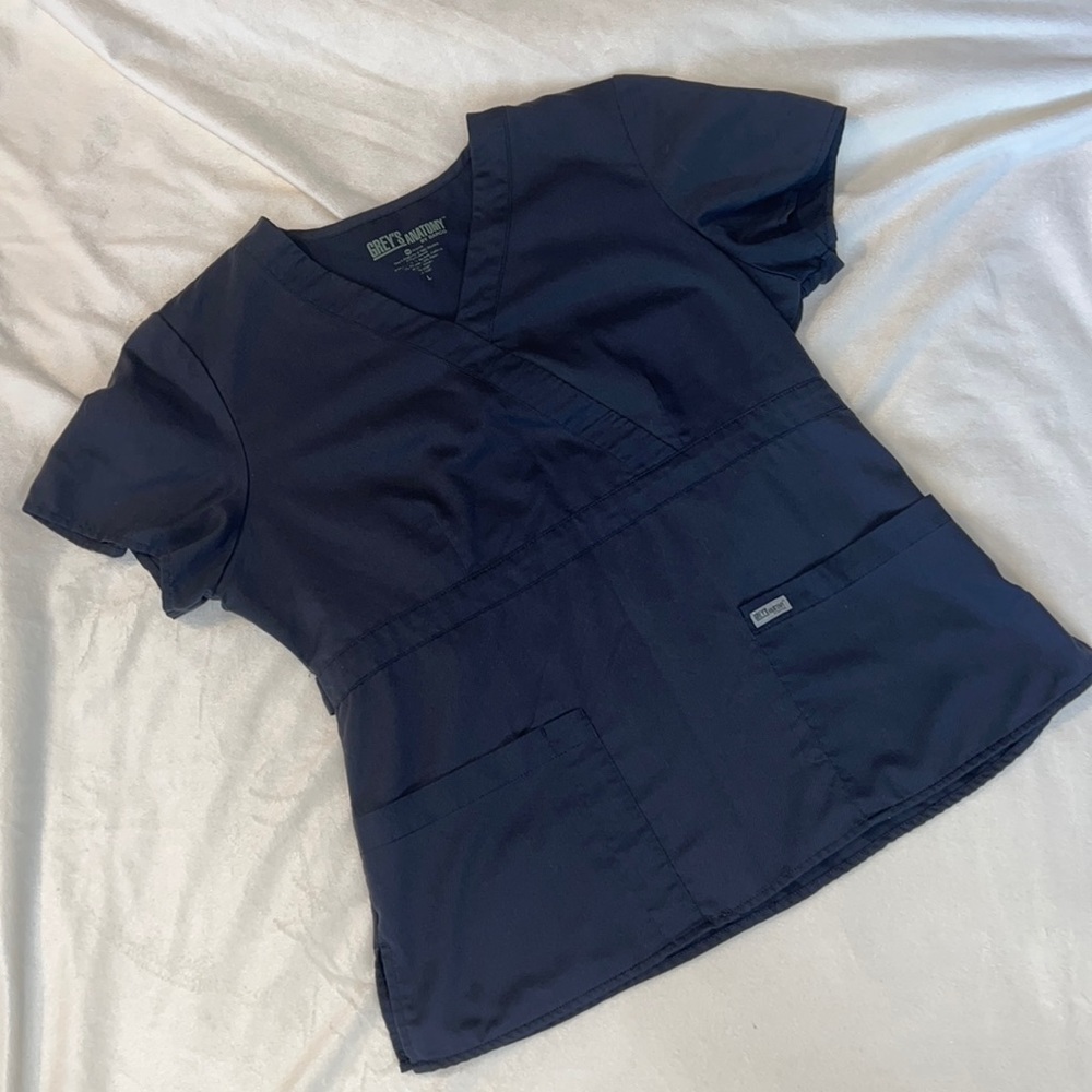 Gray’s Anatomy dark grey scrub top